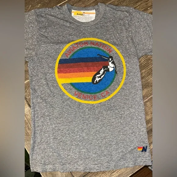 Aviator Nation Signature Gray Tee Venice, California Size Medium - Picture 1 of 8